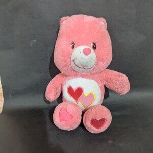 Vintage Care Bears Love-A-Lot Plush toy Pink Stuffed Animal 10"Rattle